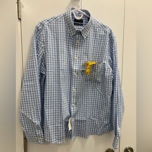 Lauren Ralph Lauren men’s Light Blue and White Plaid Button-Down Shirt size L
